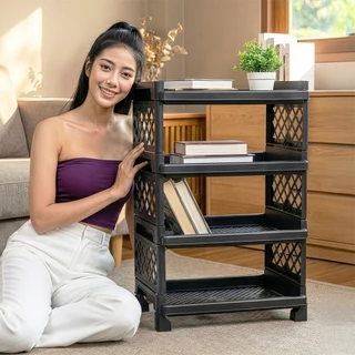 (1แถม1) ชั้นวางจัมโบ้ 4 ชั้น ใส่ล้อได้ ชั้นพลาสติก - 0329