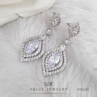 ต่างหูแป้น ติ้งเพชรมาคี ประดับคริสตัลแท้ ขนาดพอเหมาะ ตุ้มหู …