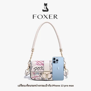 FOXER กระเป๋าสะพายข้างผู้หญิง ลายกราฟฟิตี้สุดประณีต กระเป๋าถือใช้ได้ทุกลุค