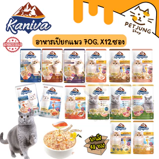 [ยกลัง 48 ซอง] Kaniva อาหารเปียกแมว เปียกแมว ผสม Vitamins Ball ขนาด 70 กรัม