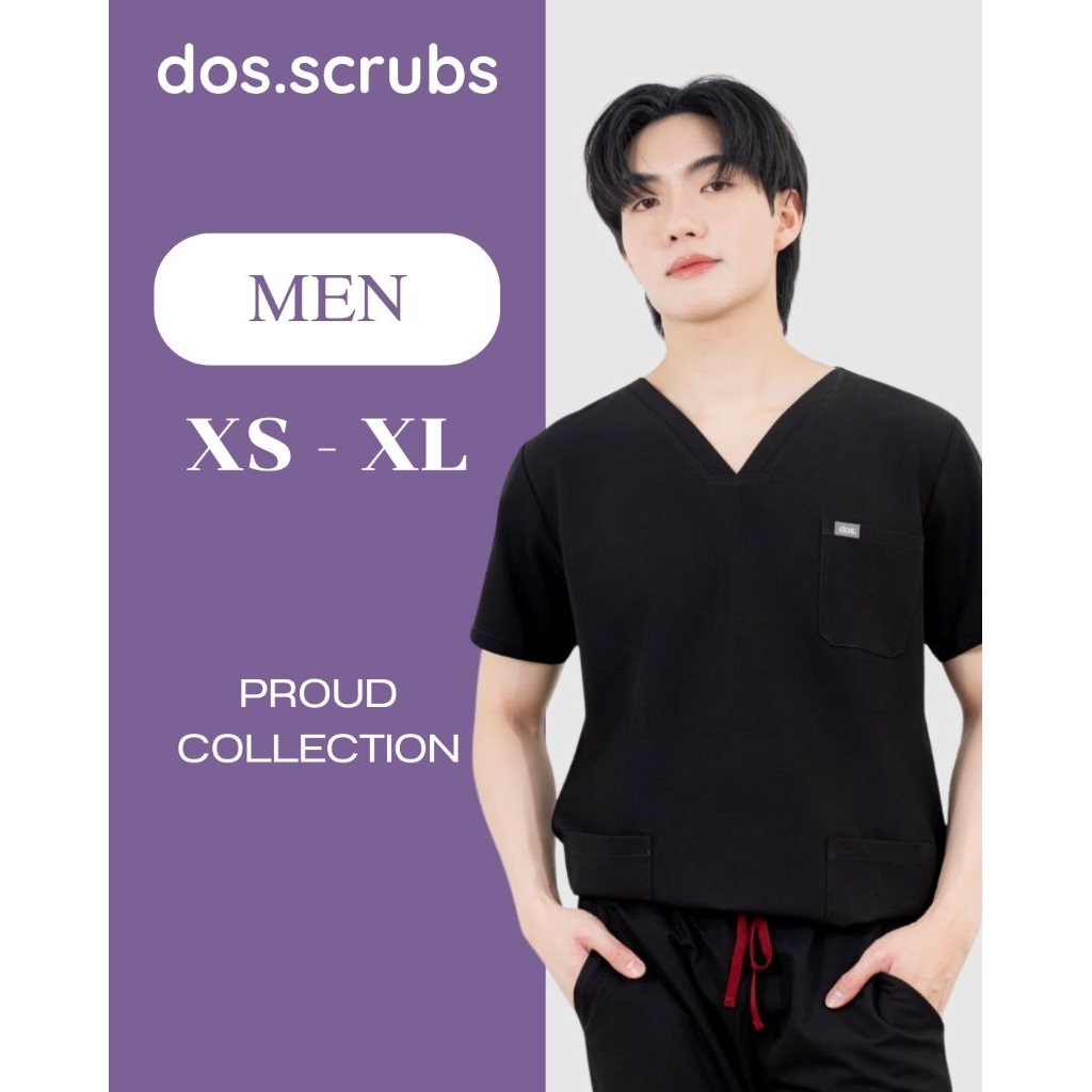 dos.scrubs รุ่น Proud - ทรงผู้ชาย (Size XS-XL) ชุดสครับแพทย์ ชุดแพทย์ ทรงสวย ไม่ย้วย ไม่ยับ ไม่ต้องรีด