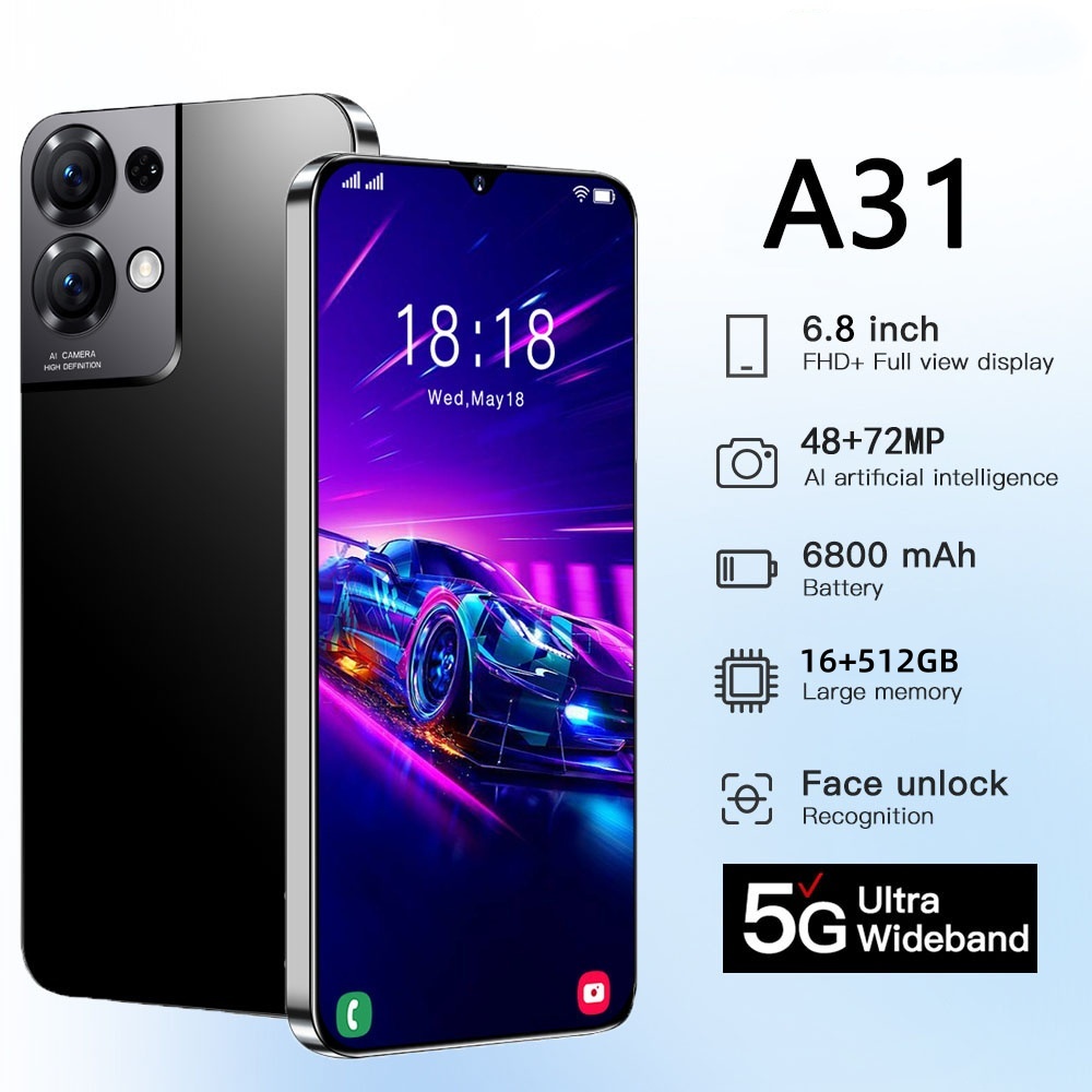 โทรศัพท์ A31 5G แรม16GB รอม512GB รองรับ 2 ซิมการ์ด 6.8นิ้ว หน้าจอเต็ม รองรับแอพธนาคาร ชาร์จเร็ว โทรศัพท์มือถือราคาถูก