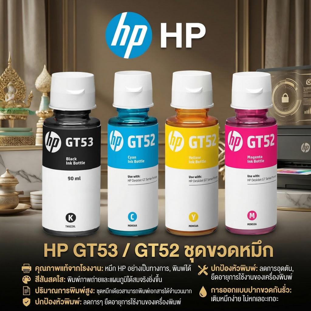 ⚡หมึกเติมของแท้จาก HP⚡เอชพี HP GT52 / GT53 ink หมึกปริ้น หมึกเค，For HP315 HP415 HP500 HP515สีสันสดใส