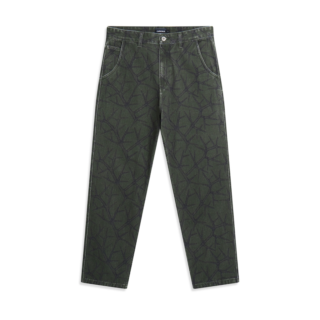 CARNIVAL CNVFW25P003OL SPIKE CAMO CARPENTER PANTS OLIVE