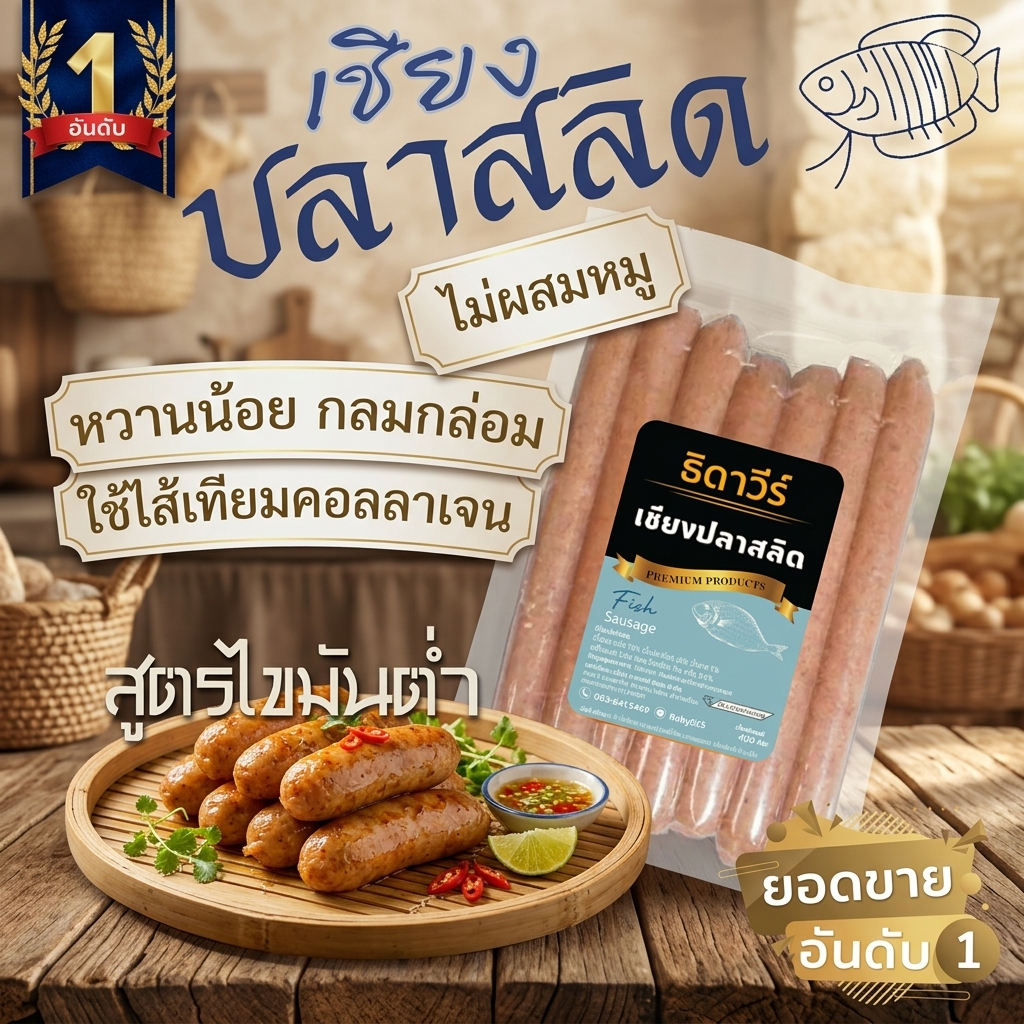 🐟 เชียงปลาสลิด 👍[กลมกล่อม หวานน้อย]  กุนเชียงปลา ซอสหอม  ไม่ผสมหมู ไม่ผสมไก่ ไม่ผสมแป้ง✅สูตรไขมันต่ำ