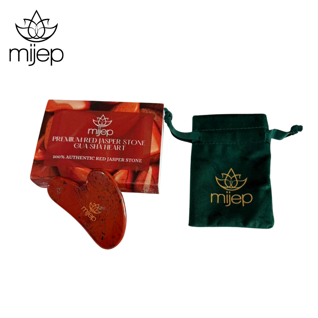 MIJEP Red Jasper กัวซานวดหน้า - Gua Sha HEART Shape for Facial Massage Top quality 100%