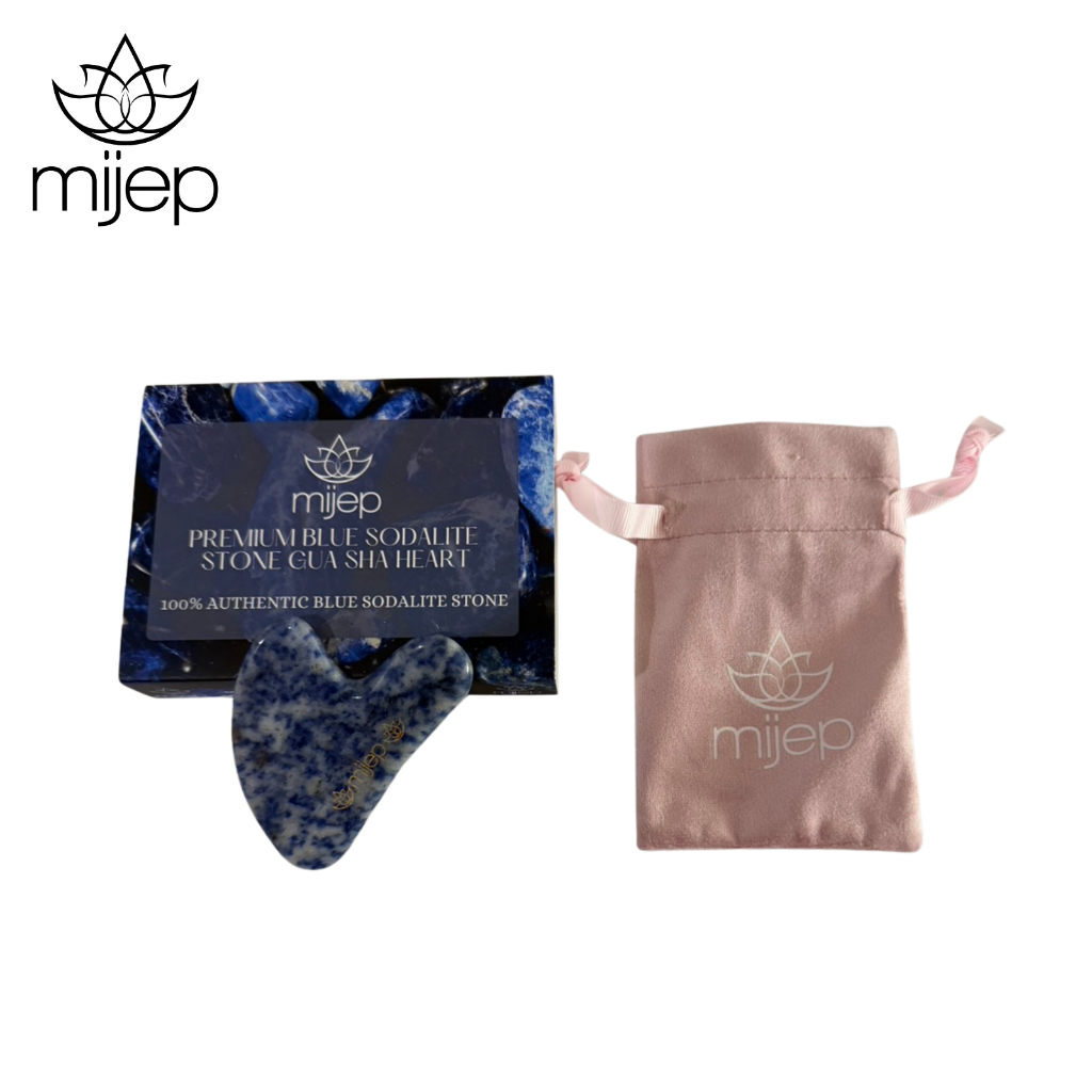 MIJEP Blue Sodalite กัวซานวดหน้า-  Gua Sha HEART Shape for Facial Massage Top quality 100%