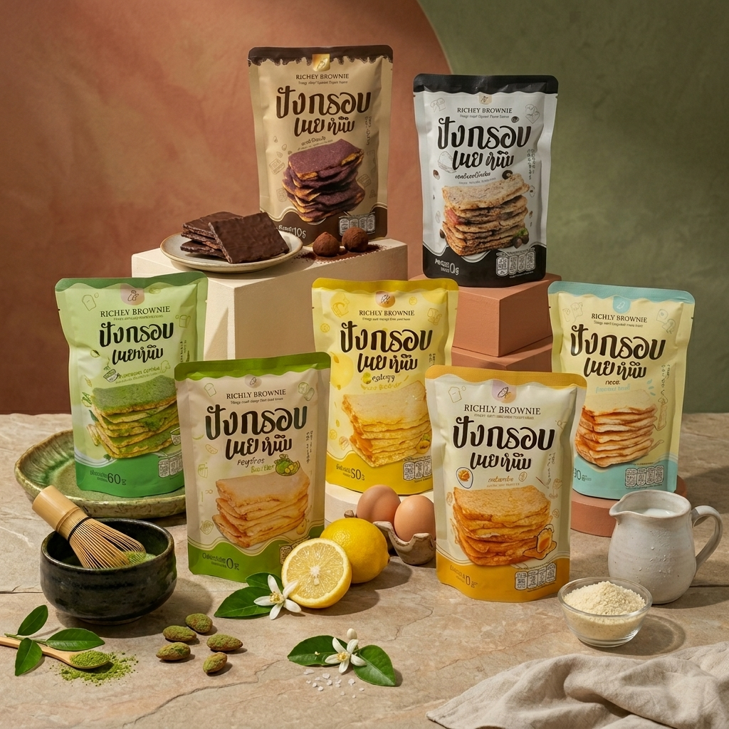 💥Richly ขนมปังกรอบเนยหนึบ มี7รสชาติ นม ช็อกโกแลต ชาเขียว ไข่เค็ม เห็ดทรัฟเฟิล ส้มยูสุ ทุเรียน มีฮาลาล