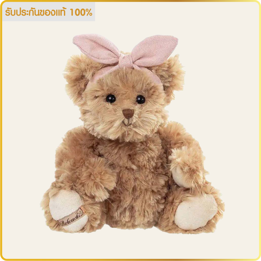 Bukowski Design 26022- Baby Jayleen 25cm ตุ๊กตาหมีสีน้ำตาลคาราเมล ประดับที่คาดผมโบว์หูกระต่ายสีชมพู 