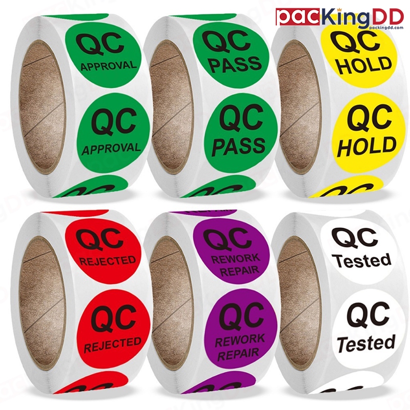 (ม้วน 500 ดวง) สติ๊กเกอร์ QC วงกลม ขนาด 1 นิ้ว (2.5 cm.) แบบม้วน #P308