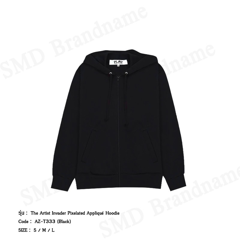 Play Comme des Garçons เสื้อสเวตเตอร์ผู้หญิง รุ่น The Artist Invader Pixelated Appliqué Hoodie Code: AZ-T333 (Black)