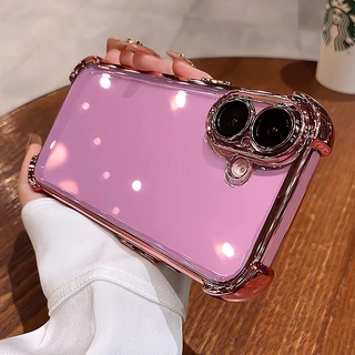 CrashStar เคสโทรศัพท์กันกระแทกแบบถุงลม ทำจากอะคริลิคแข็ง ชุบไฟฟ้าใส สำหรับ iPhone 17 16 15 14 13 12 11 Pro Max Plus XR