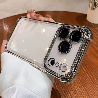 CrashStar เคสโทรศัพท์กันกระแทกแบบถุงลม ทำจากอะคริลิคแข็ง ชุบไฟฟ้าใส สำหรับ iPhone 17 16 15 14 13 12 11 Pro Max Plus XR
