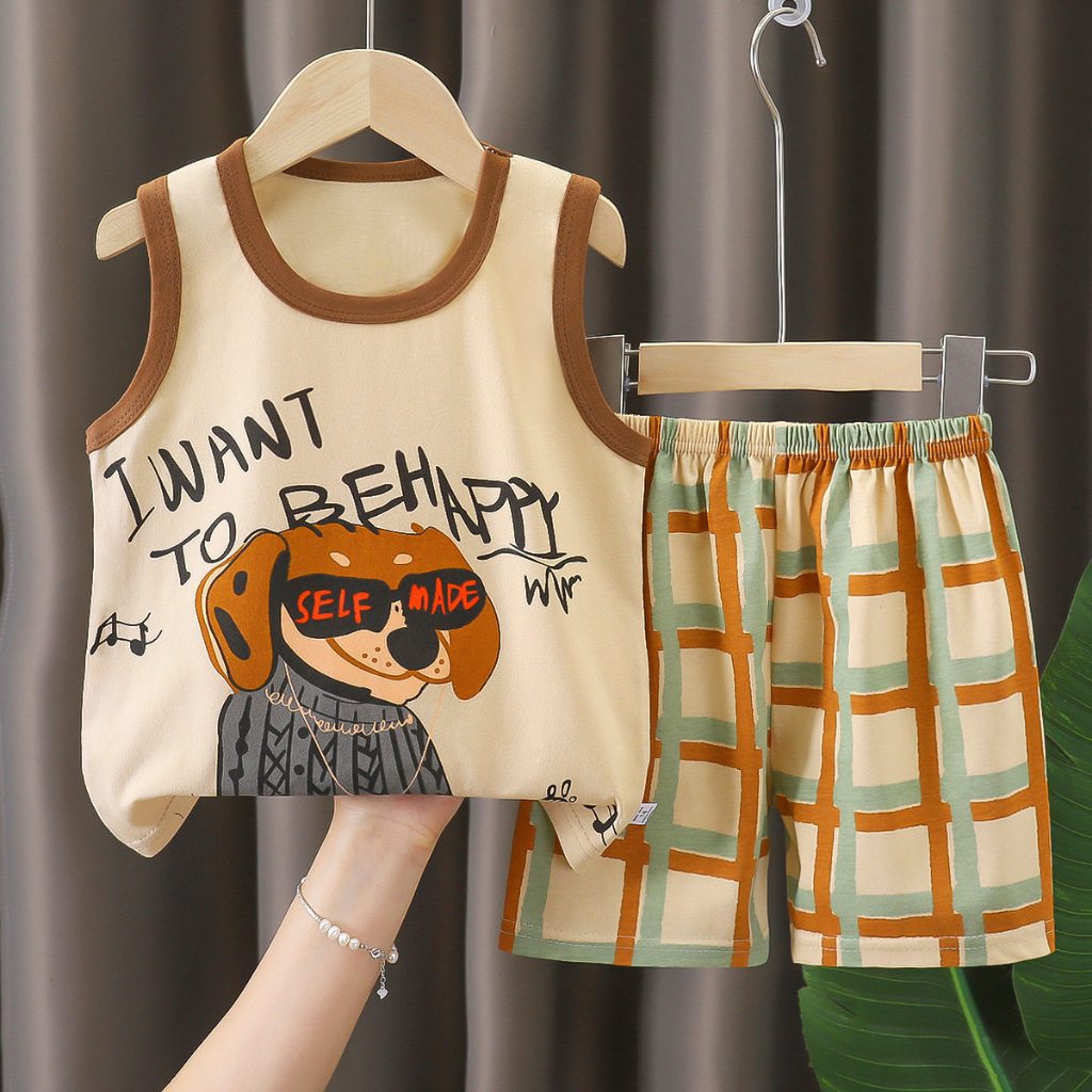 ชุดเสื้อกล้ามเด็กหน้าร้อน ชุดเสื้อกล้ามเด็กแฟชั่น เนื้อผ้าดี ผ้าระบายอากาศ ​แห้งเร็ว ผ้าบางเบา พร้อมส่งจากไทย รูปที่ 8
