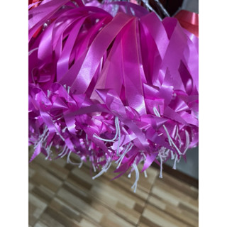 พร้อมส่งริบบิ้นพวงมาลัยหู่กระต่ายสองแฉก100เส้น(ร้อยด้ายขาว)