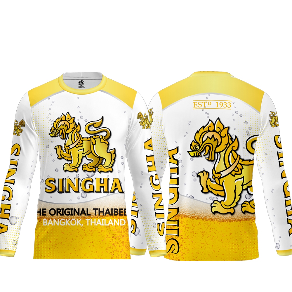 เสื้อกีฬาพิมพ์ลาย สิงห์ขาว สีสด แขนสั้น&แขนยาว เนื้อผ้าไมโครเนื้อนิ่มลื่น,ใส่สบายระบายอากาศดีไม่ร้อน