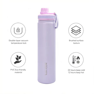 MEECOPA ขวดน้ำพกพาเก็บความร้อนและความเย็น 750ml สแตนเลส304 มีหูหิ้วพกพา 5สีให้เลือก ก้นกันลื่น