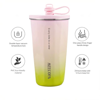MEECOPA แก้วกาแฟเก็บความเย็นเก็บอุณหภูมิ สแตนเลส 304 600ML มีหลอดดื่ม กันรั่ว 360° สะดวกพกพา