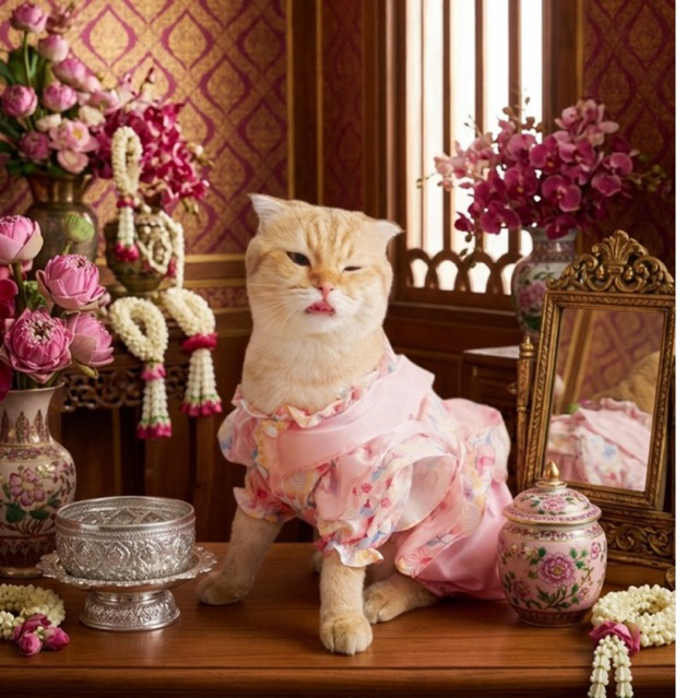 ชุดไทยหมาแมว(ตัวเมีย) /ชุดไทยสัตว์เลี้ยง/ชุดไทยโจงกระเบน