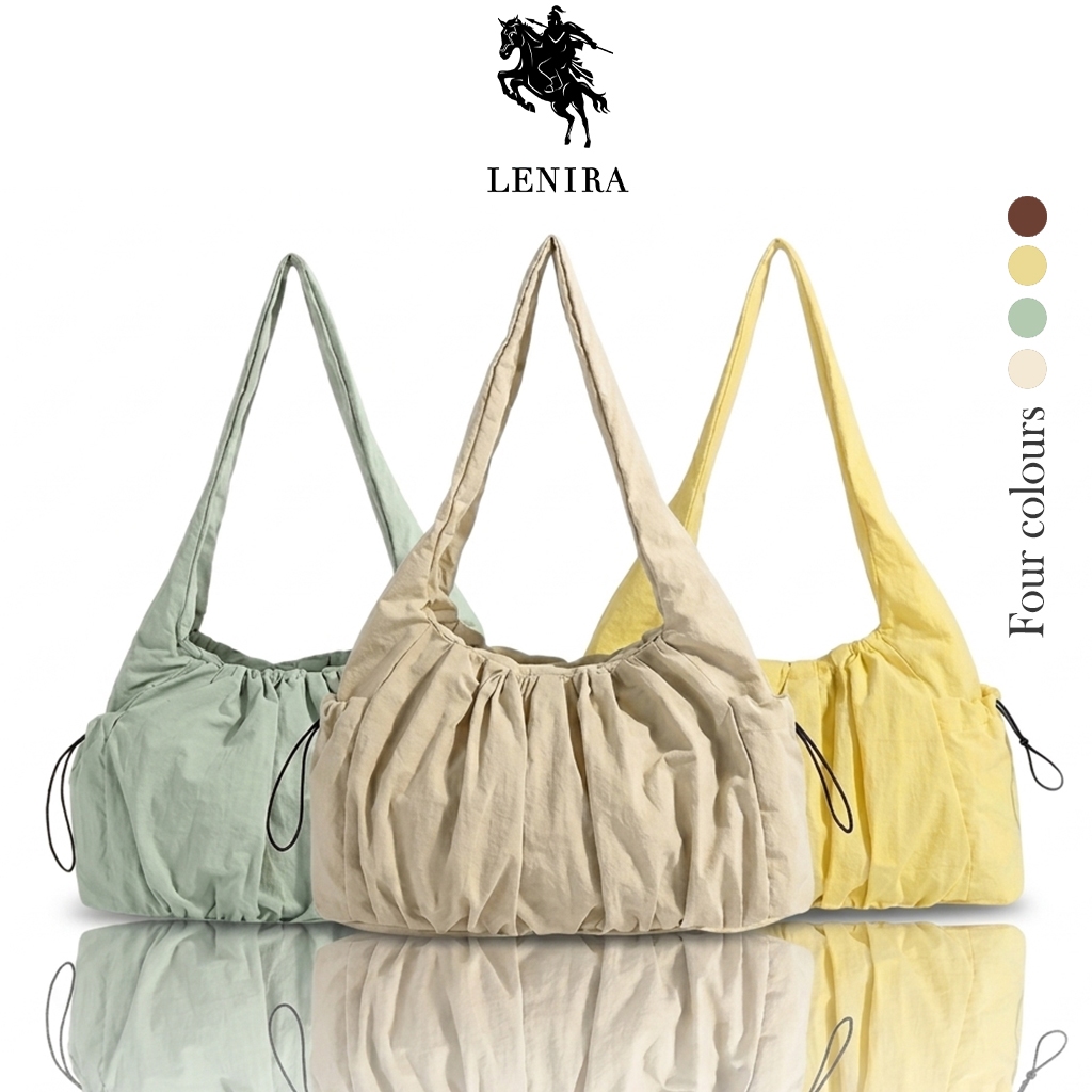 Lenira(B2524) กระเป๋าถือสะพายไหล่ผ้าไนล่อน ทรงจีบจุของได้เยอะ