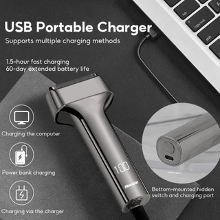 MeeGoo เครื่องโกนหนวดไฟฟ้า Reciprocating Shaver IPX7 แบบเปียกและแห้ง Type-C ชาร์จ 5D หัวมีดลอย