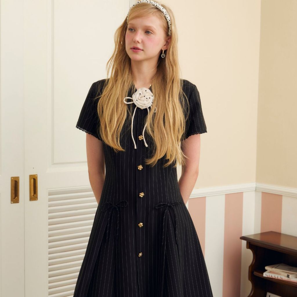 La Mignonne (XS-4XL) Sepriala Nearo Dress เดรสใส่ทำงาน ใส่เที่ยง เดรสคอปก แต่งขอบระบายผ้าลูกไม้