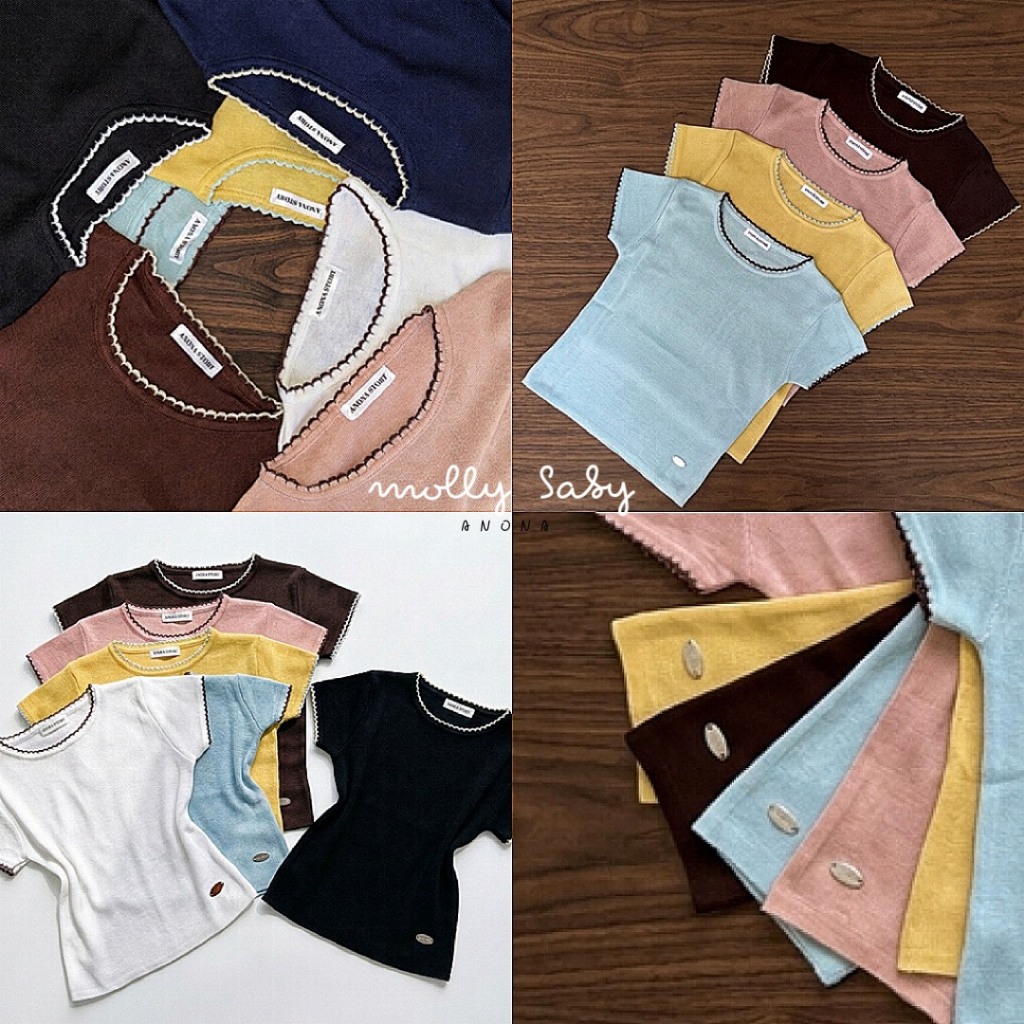 Molly  baby เสื้อไหมพรหมเบสิคทูโทนผ้านิต