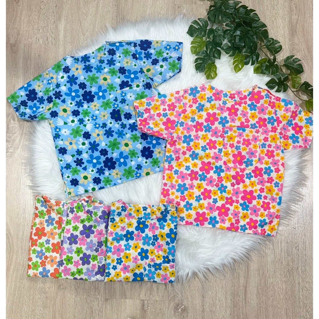 เสื้อลายดอกเด็กชาย สีสันสดใส สินค้าเฉพาะเสื้อนะคะ ลาย4 FVT110