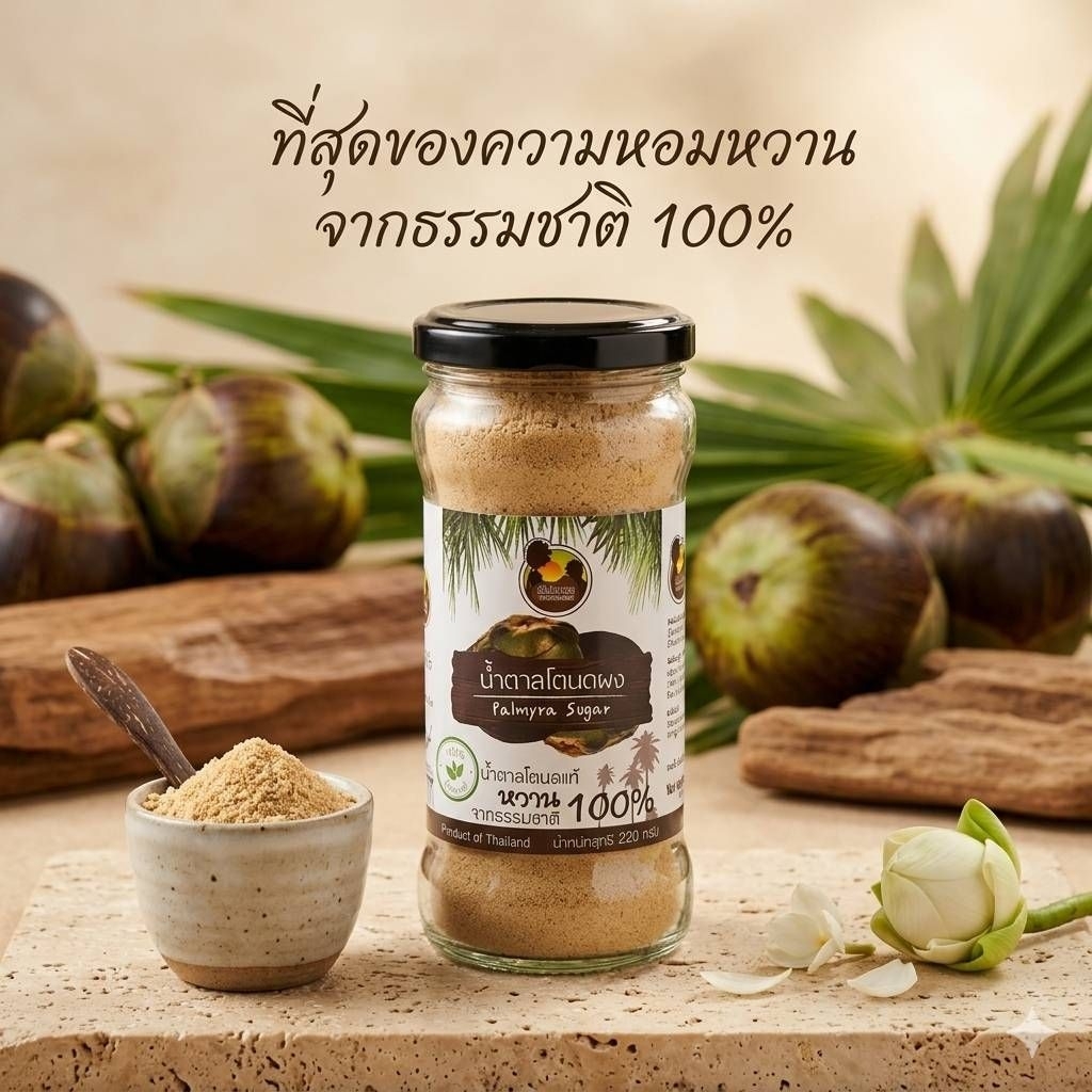 น้ำตาลโตนดผง​ ตราต้นโตนด Palmyra​ Sugar​ 220g ราคา ถูกที่สุด ดีลบีเคเค รูปภาพหลัก