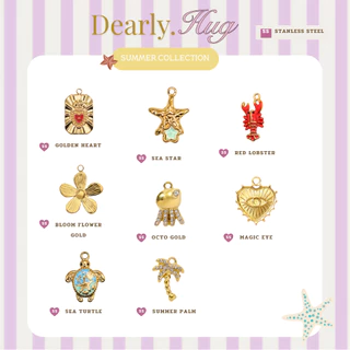 Dearly.Hug - Summer gold collection จี้สแตนเลสสีทอง สำหรับตกแต่งเครื่องประดับ กันน้ำ กันเหงื่อ