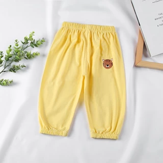 กางเกงขายาวผ้าคอตตอน กางเกงเด็กใส่สบาย ปลายขาจั๊ม เอวยางยืด พร้อมส่งจากไทย