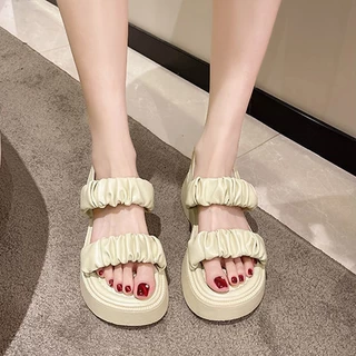YaaKu พร้อมส่ง!ส่งไวจากไทย รองเท้าแตะผู้หญิ รองเท้ารุ่นสองสาย พื้นหนากันลื่น ไซส์ครบ เดินคล่องตัวสุดๆ