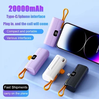ZAPLY พาวเวอร์แบงค์ขนาดเล็ก 20000mAh มาพร้อมสาย LN ในตัวและปลั๊ก Type-C แบบไร้สาย ซุปเปอร์มินิ พาวเวอร์แบงค์