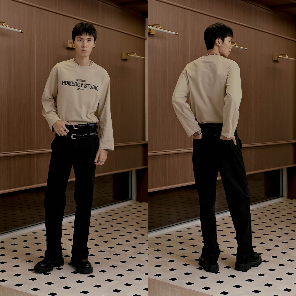 HOMEBOY เสื้อแขนยาว HB.MIDLAND.LONG.SLEEVE    คอตตอน100%  ใส่สบาย