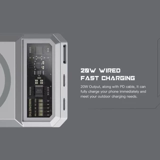 แบตสำรองชาร์จเร็ว Wireless Charger ความจุ 20000mAh 3พอร์ต 20W ไฟLED 5จุด Orsen EW55