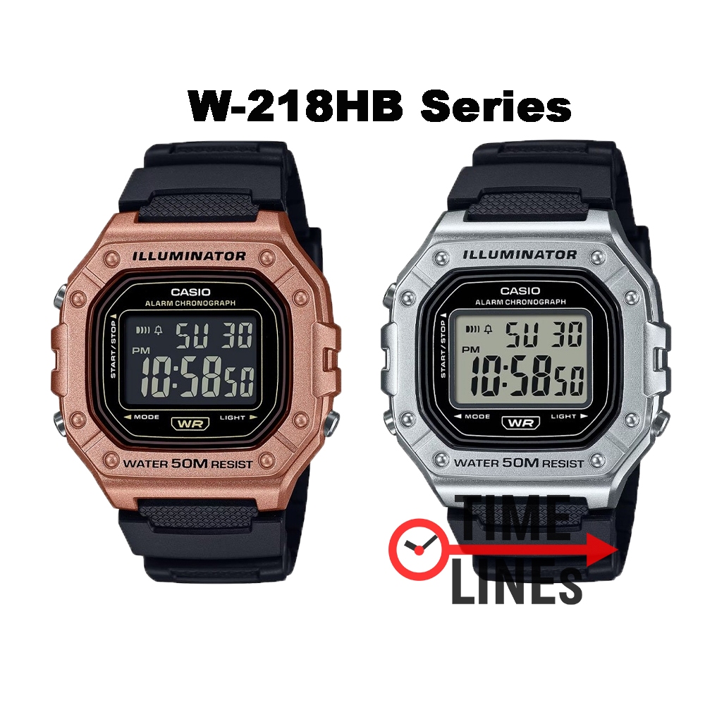 !!ประกัน1ปีและกล่อง CMG!! CASIO  รุ่น W-218HM นาฬิกาข้อมือผู้ชาย สายยาง digital W218H W218 W-218HM-5