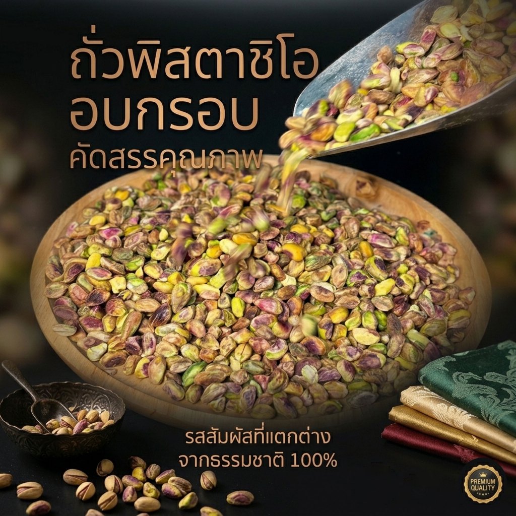 พิสตาชิโอ้อบธรรมชาติ 100% คัดเกรด A เม็ดใหญ่ เปลือกแตกง่าย กรอบ หอม มัน ดีต่อสุขภาพ ขนาด 500 กรัม พร้อมทาน