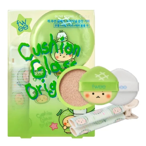 Fwee Cushion Glass Original Refill Set (Original 1ea + Refill 1ea + Puff 1ea + Hair Volume Pin 1ea)