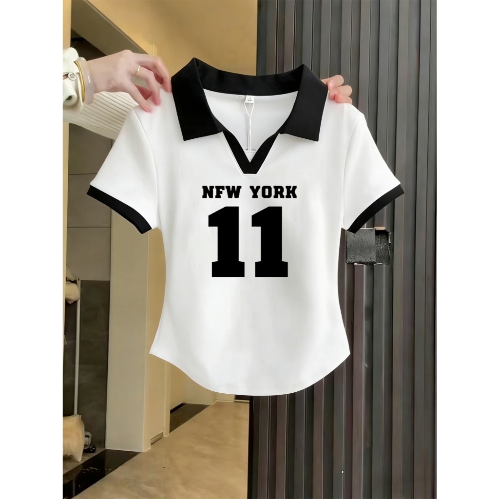 เสื้อครอปสั้นคอวีทรงเข้ารูปสไตล์เกาหลีใหม่สำหรับผู้หญิง มีให้เลือกหลายไซส์ตั้งแต่ M-XXXL ทันสมัยและใช้งานได้หลากหลาย