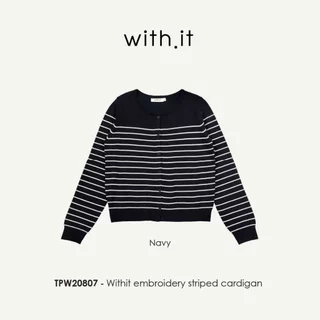 Withit embroidery striped cardigan คาร์ดิแกนคอกลมลายทาง - TPW20807
