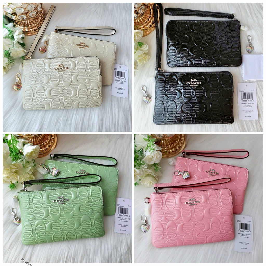 ✴️แท้ 💯% กระเป๋าคล้องมือ C0ACH CDF04 CORNER ZIP WRISTLET