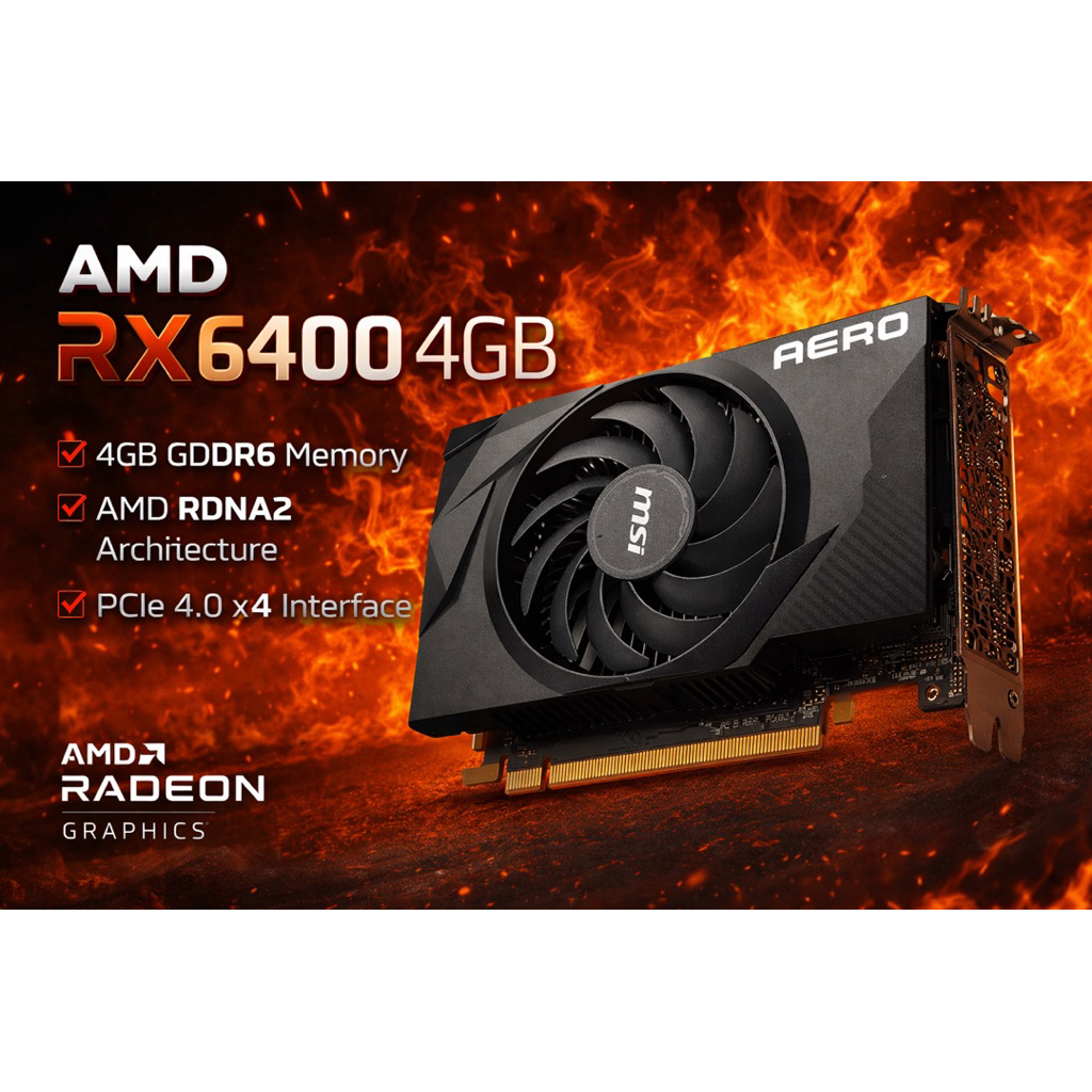 การ์ดจอ redeon rx 6400 aero itx 4g มือสอง (ประกันผู้ขาย7วัน)