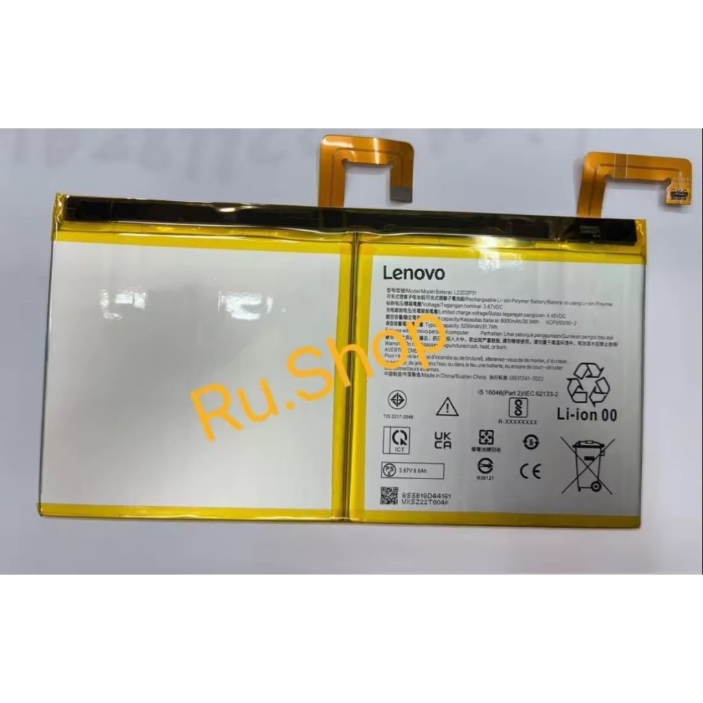 RUIXI แบตเตอรี่ 8000mAh L22D2P31 แบตเตอรี่สําหรับ Lenovo Tab P11 Pro 2nd Gen 2022 TB132F แบตเตอรี่ +
