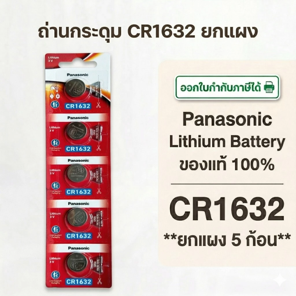 ถ่านกระดุมพานาโซนิค *ยกแผง* ล็อตใหม่ CR1632