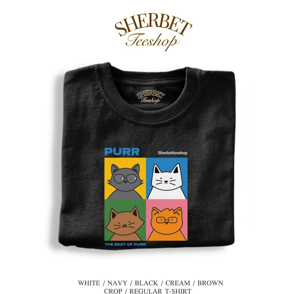 sherbet.teeshop เสื้อยืดผ้าคอตตอน ลาย รวมแมว PURR พร้อมส่งจากไทย ไซส์ S-2XL 🩷