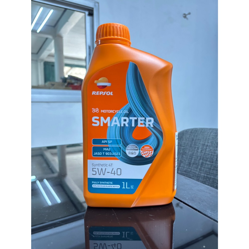 REPSOL น้ำมันเครื่อง SMARTER SYNTHETIC 4T 5W-40 ขนาด 1L น้ำมันเครื่องมอไซต์ สังเคราะห์แท้ 100%