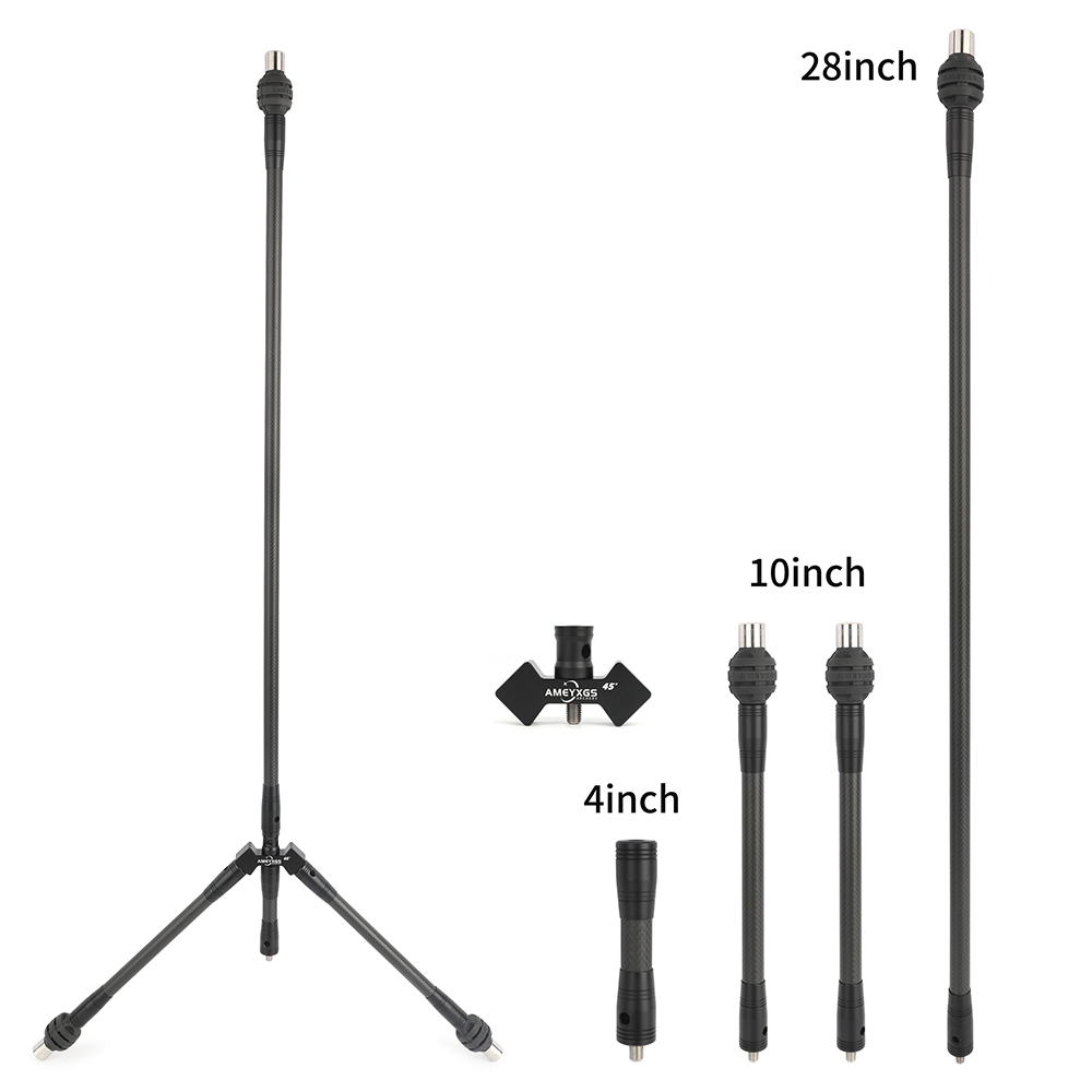 AME Lightweight Carbon Stabilizer Set, 3K Carbon, 28"/30" Main Bar, 40°/45° Angle, Black/Silver Options  Bow