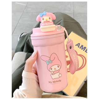 แก้วเก็บความเย็น 500ml ลายน้องแมว สแตนเลส Food Grade ผนังสุญญากาศ เก็บร้อนนาน ฝา 2in1 พร้อมหลอด พกพาง่าย ฐานกันลื่น