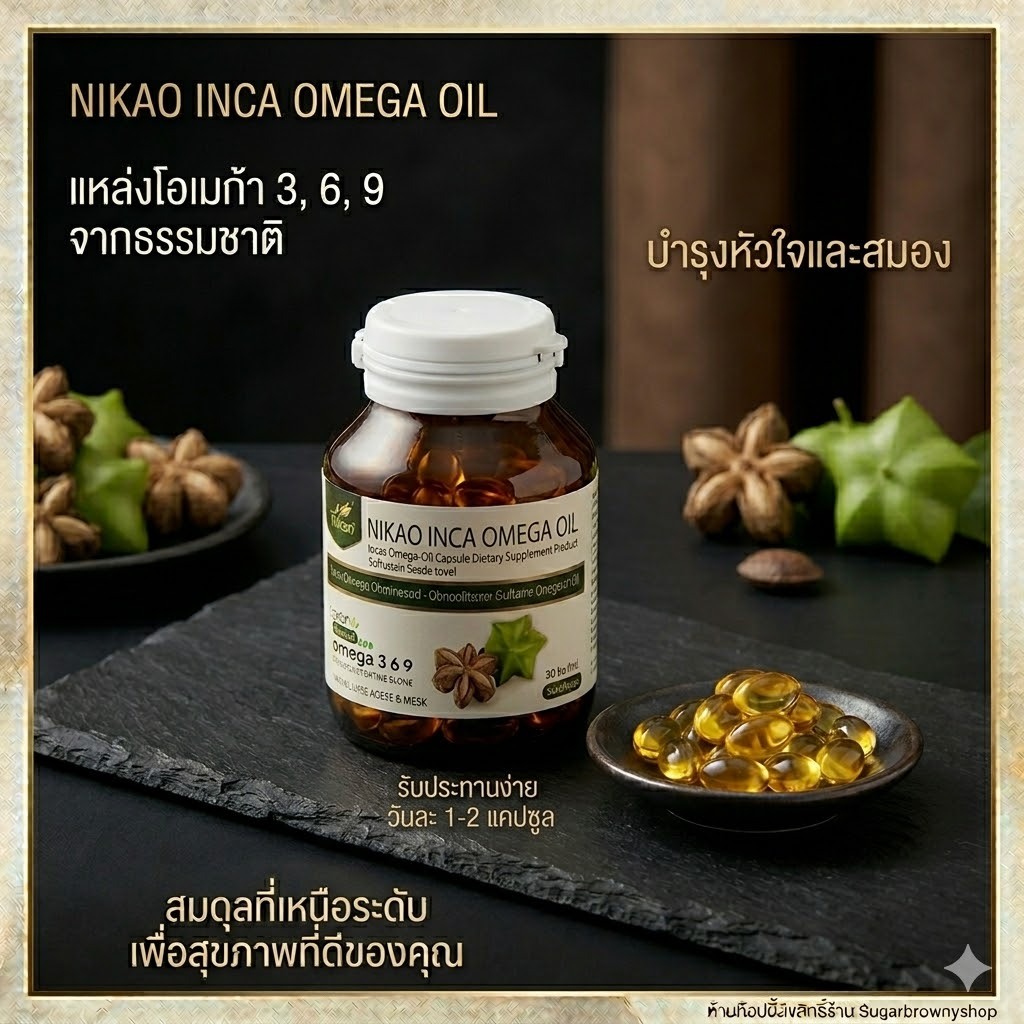 โอเมก้า 3 จากน้ำมันถั่วดาวอินคาสกัดเย็น นิเคโอะ (NIKAO) | ผลิตภัณฑ์เสริมอาหารจากพืช