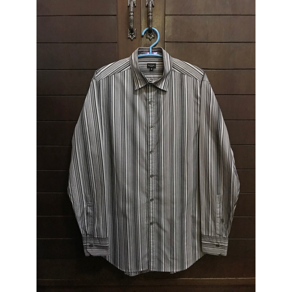 Paul Smith London Signature Striped Multi Color Grey Tone Shirt M MK 553605 COL251
